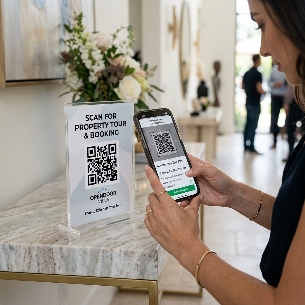 Buyer Scanning QR Code to Book a Property Tour